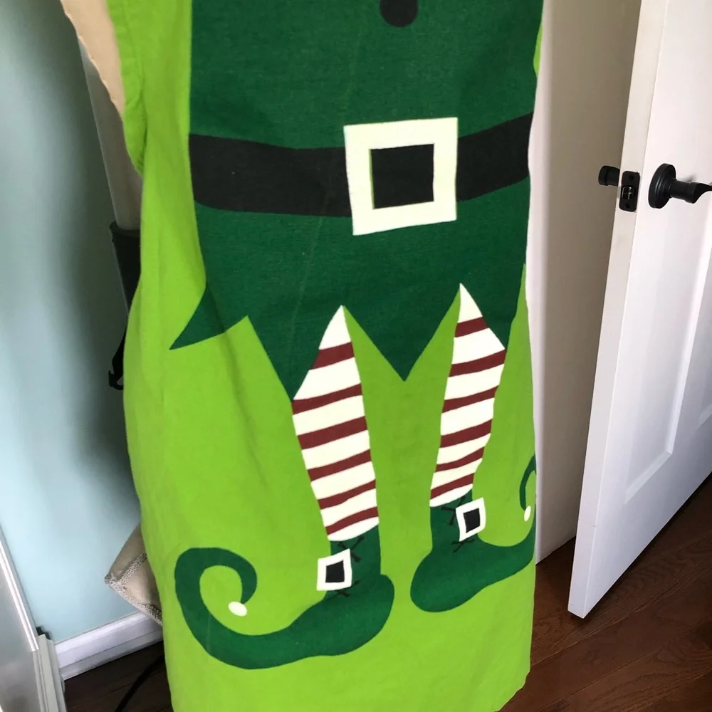 Christmas Elf Kitchen Apron Tie Strings Cotton by Hobby Lobby